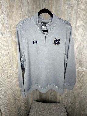 Notre Dame Under Armour Gray Pullover Mens Large